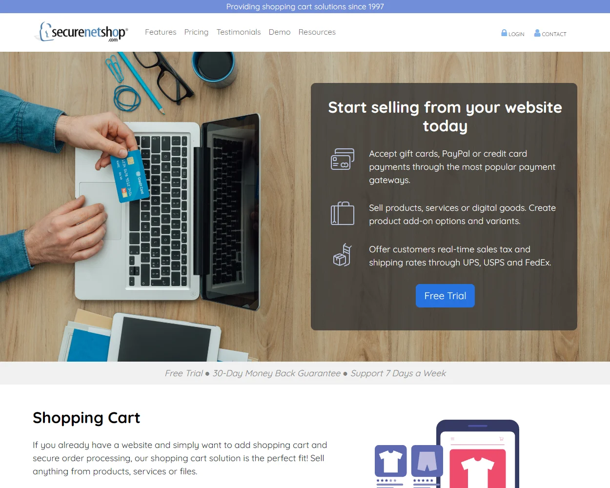 SecureNetShop features