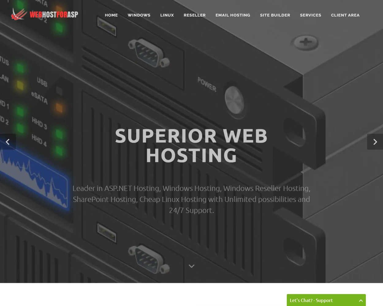 WebHOSTforASP features