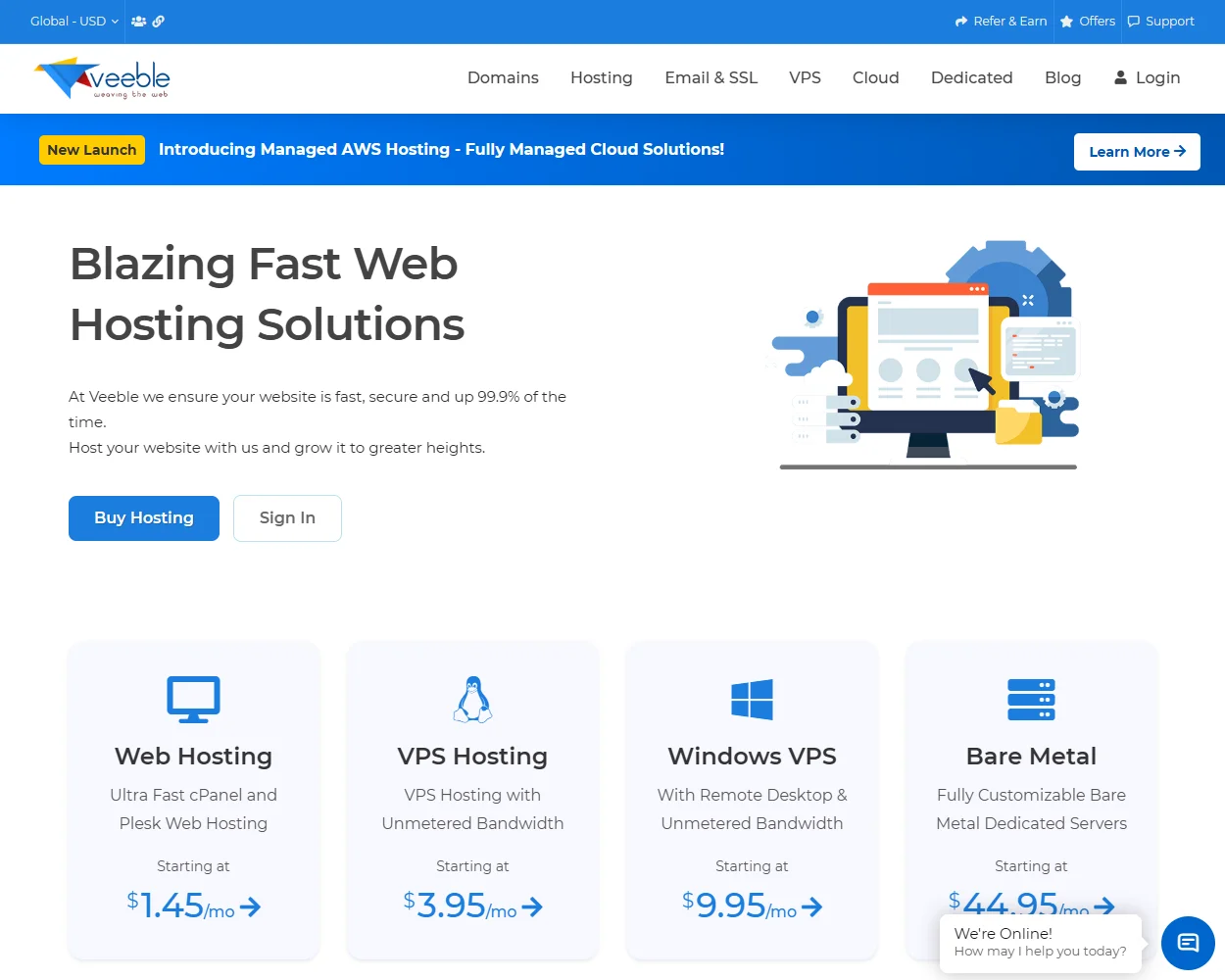 Veeble Hosting features