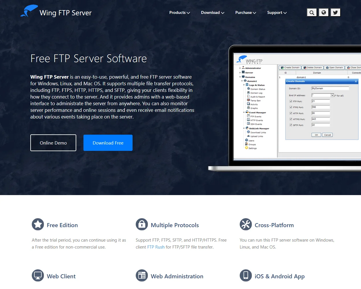 Wing FTP Server features