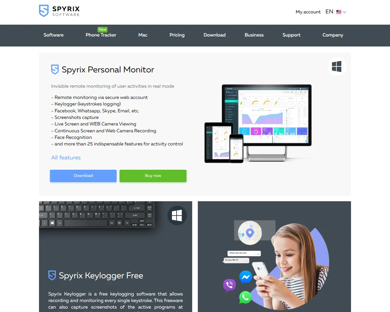Spyrix Personal Monitor features