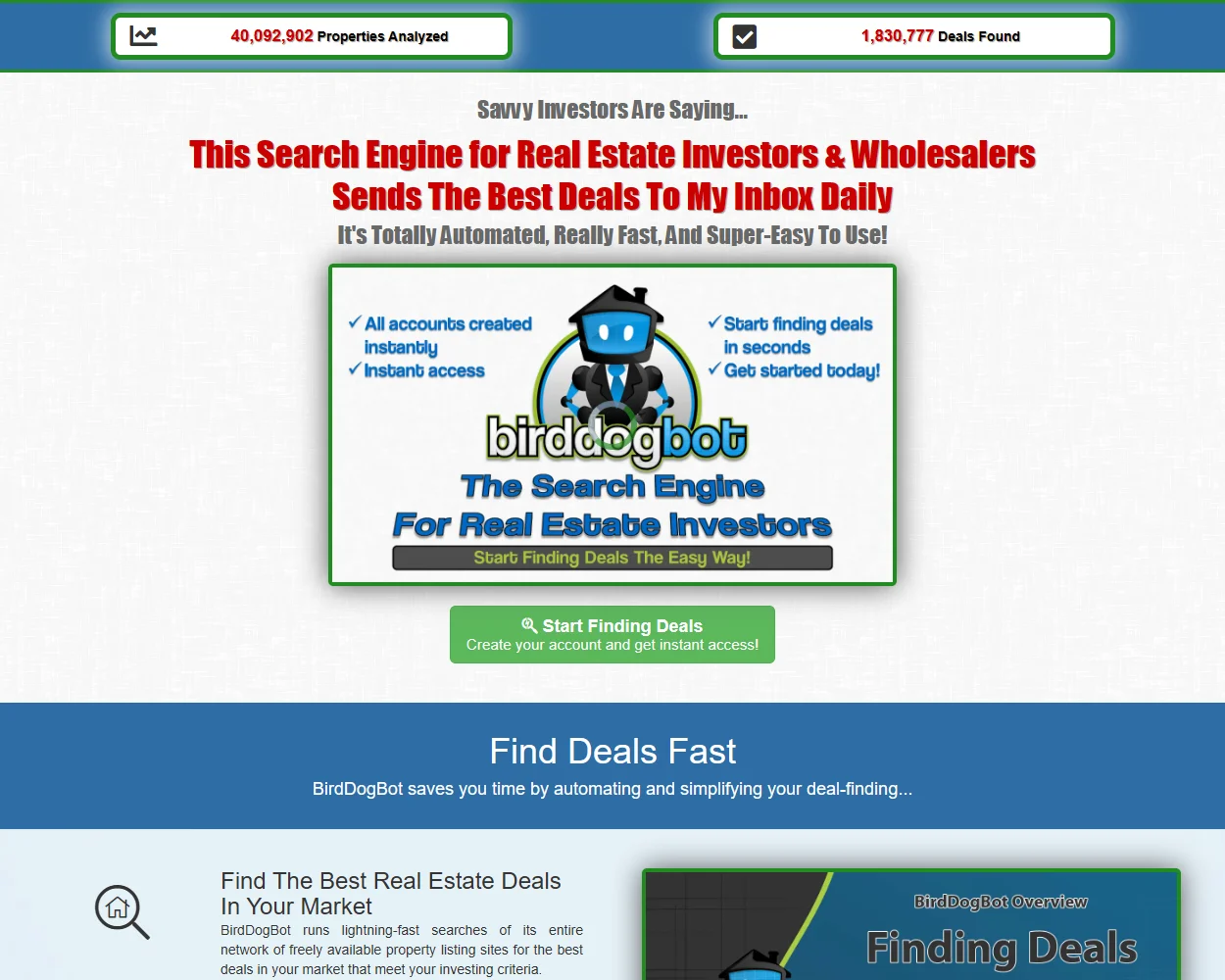 Bird Dog Bot features