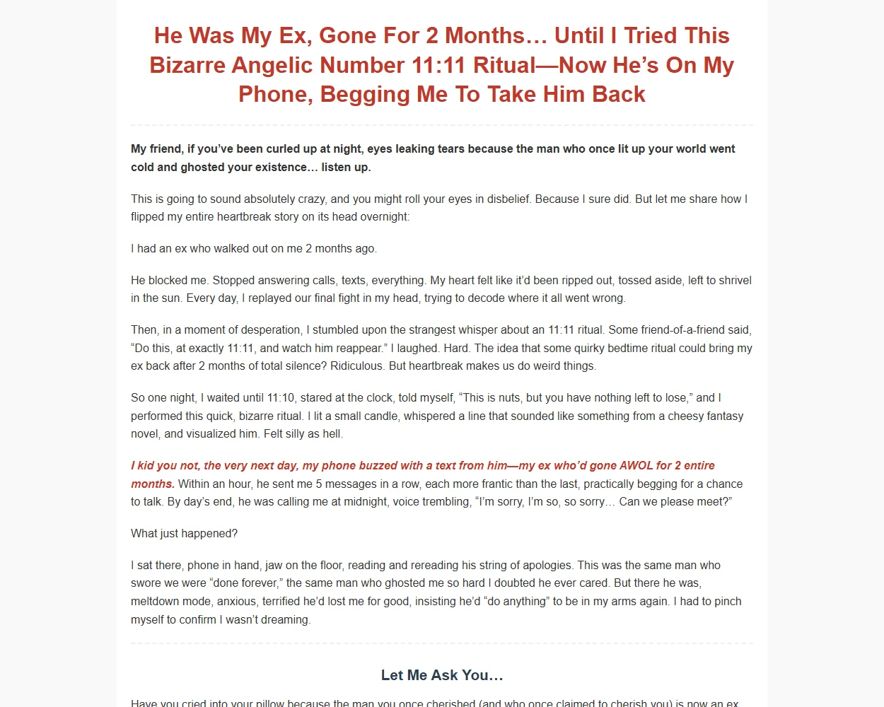 Pull Your Ex Back features