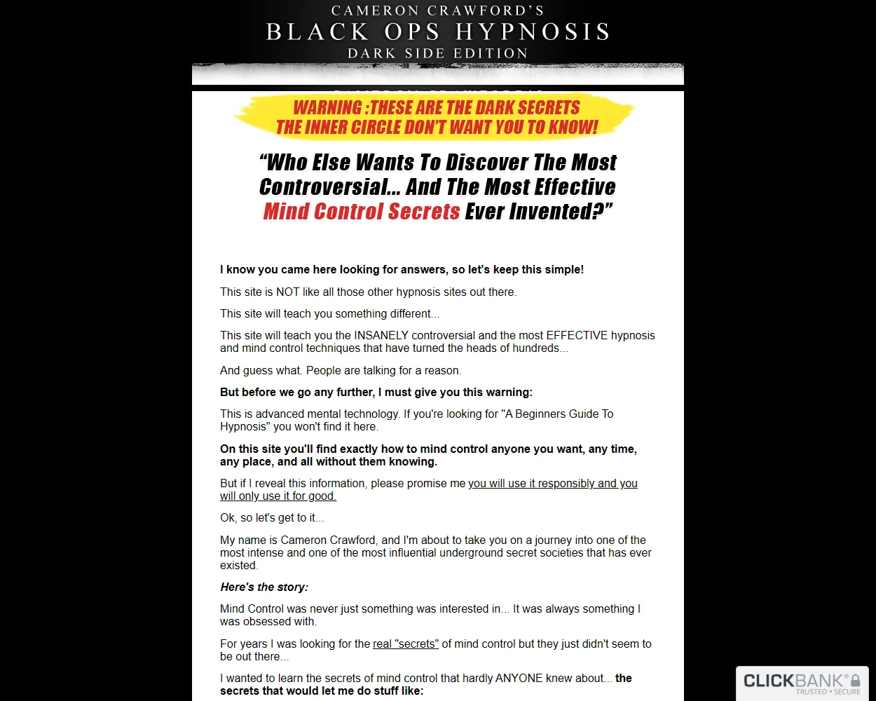 Black Ops Hypnosis features