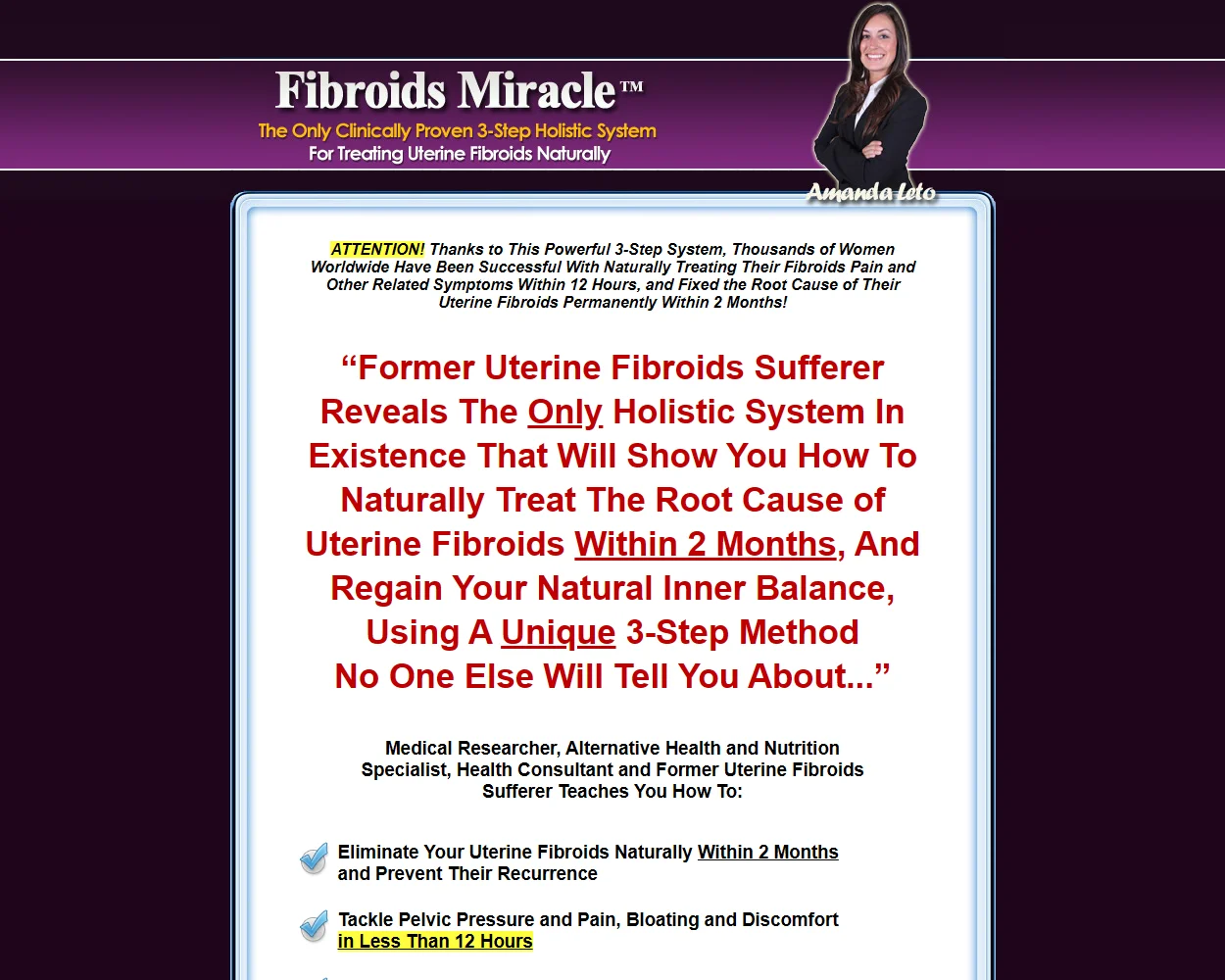 Fibroids Miracle features