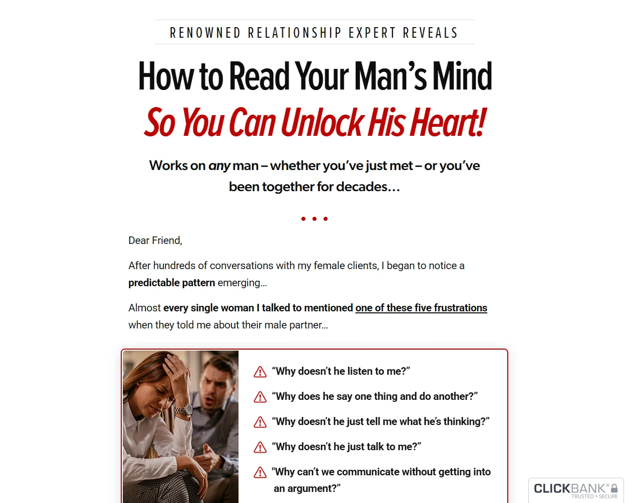 Whats He Really Thinking features