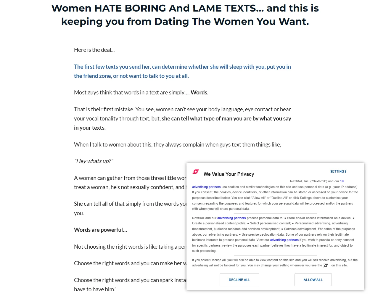 Turn Her On Through Text features