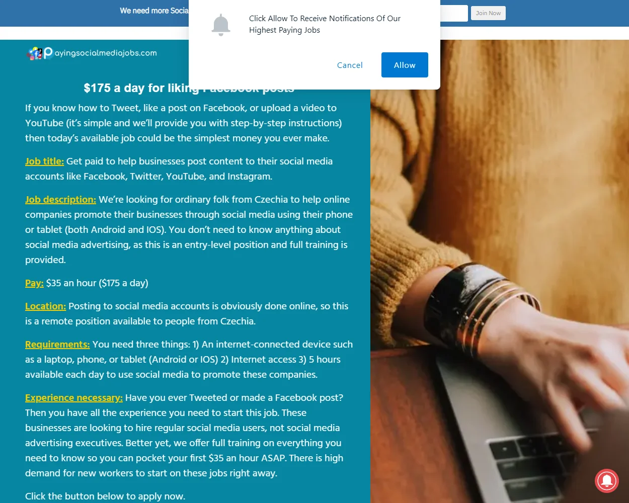 Paid Social Media Jobs features