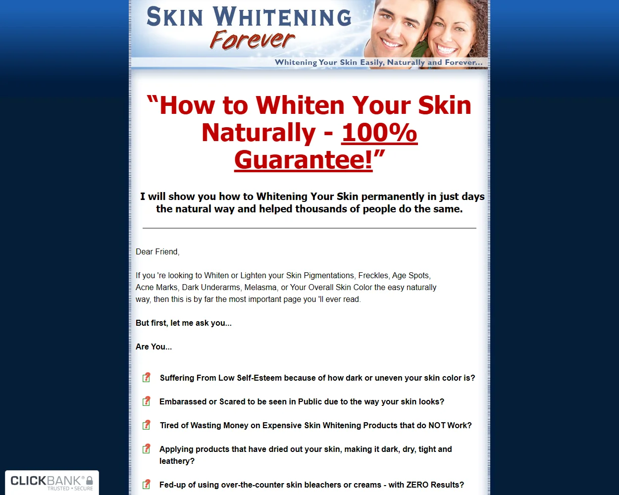 Skin Whitening Forever features