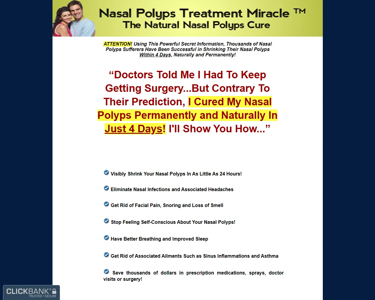 Nasal Polyps Treatment Miracle features