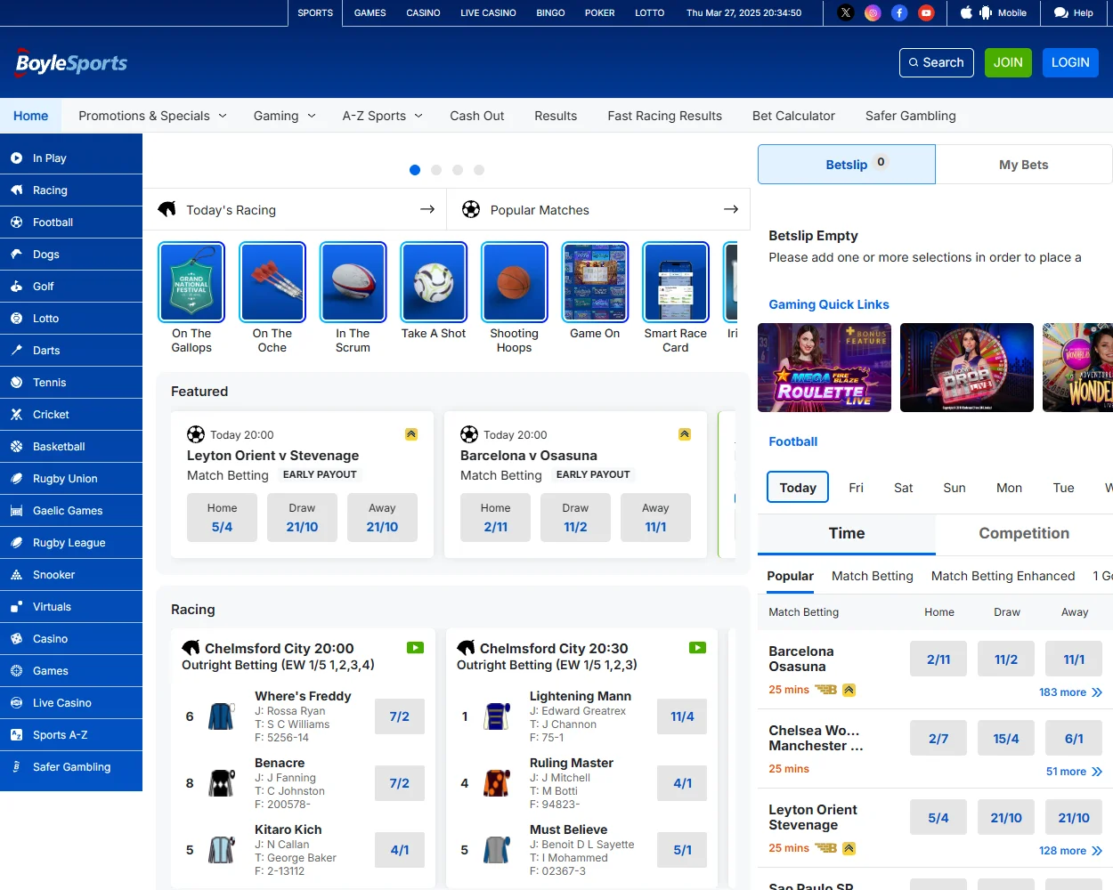 BoyleSports.com features