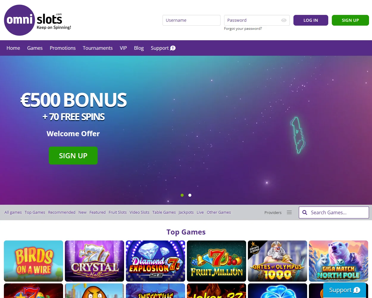 Omni Slots features