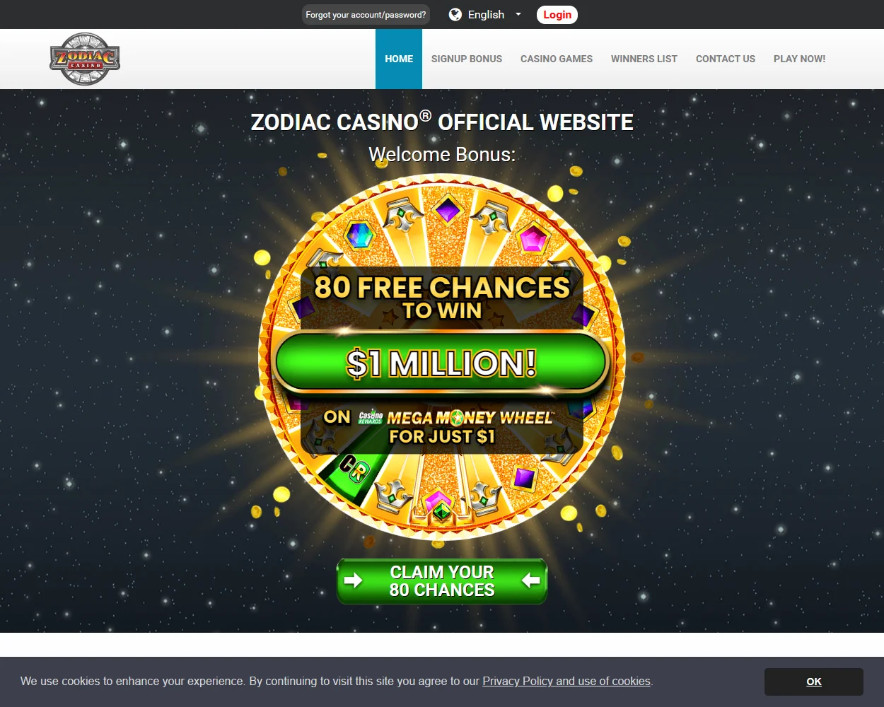 Zodiac Casino features