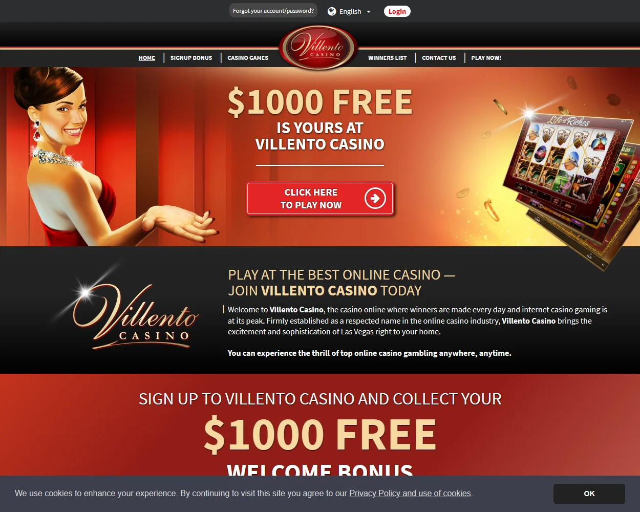Villento Casino features