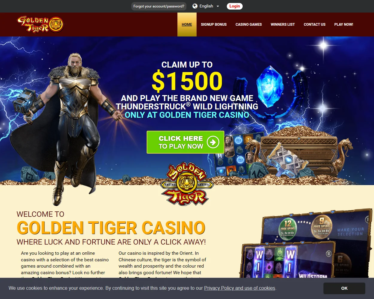 Golden Tiger Casino features