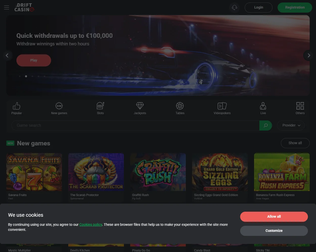 Drift Casino features