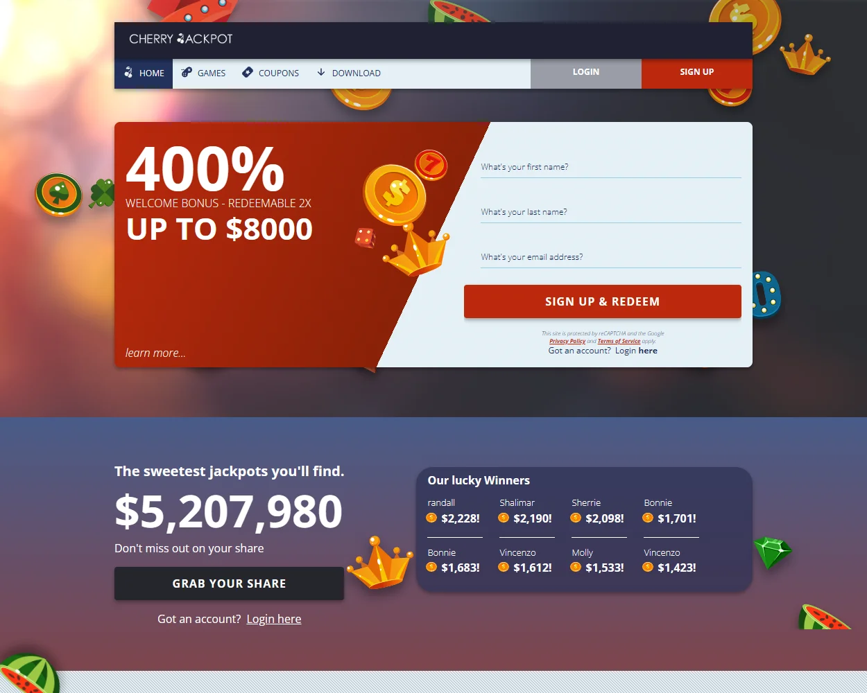 Cherry Jackpot Casino features