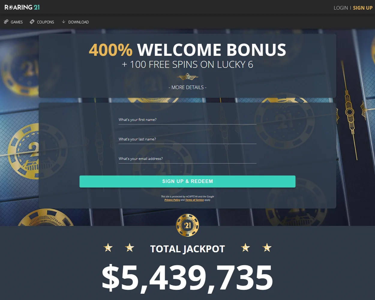 Roaring 21 Casino features