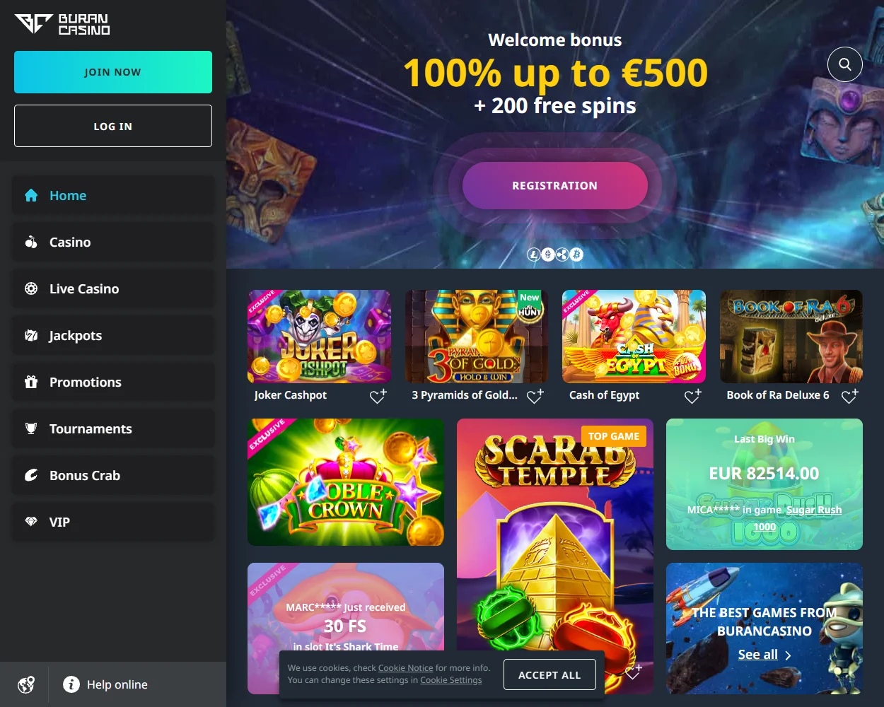 Buran Casino features