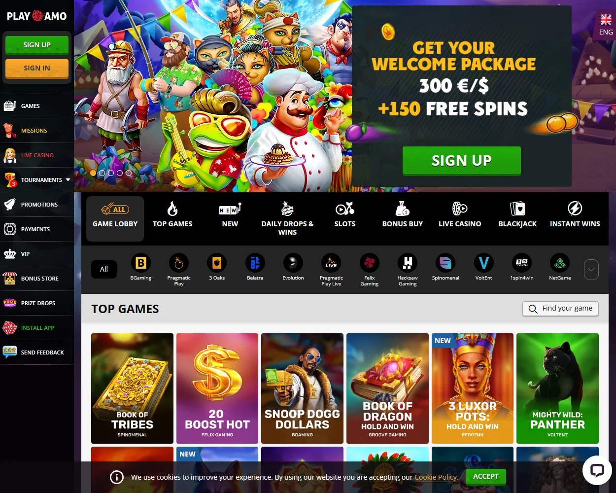 PlayAmo Casino features