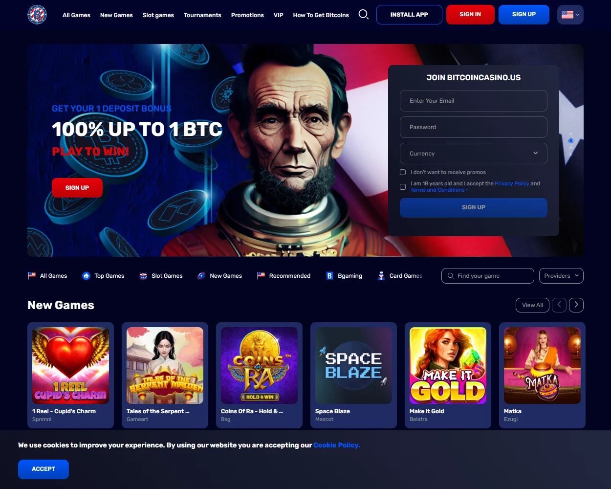 BitcoinCasino.us features