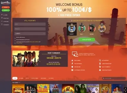Gunsbet Casino features