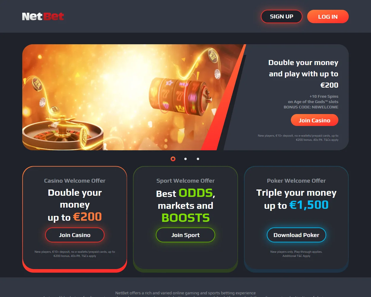 NetBet features