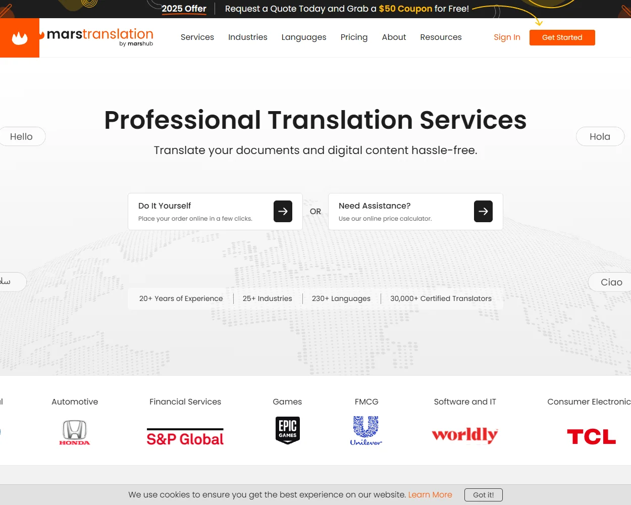 Mars Translation features