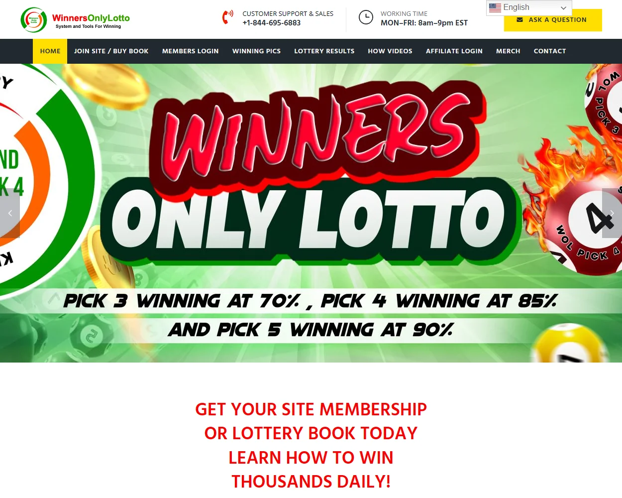 Winners Only Lotto features