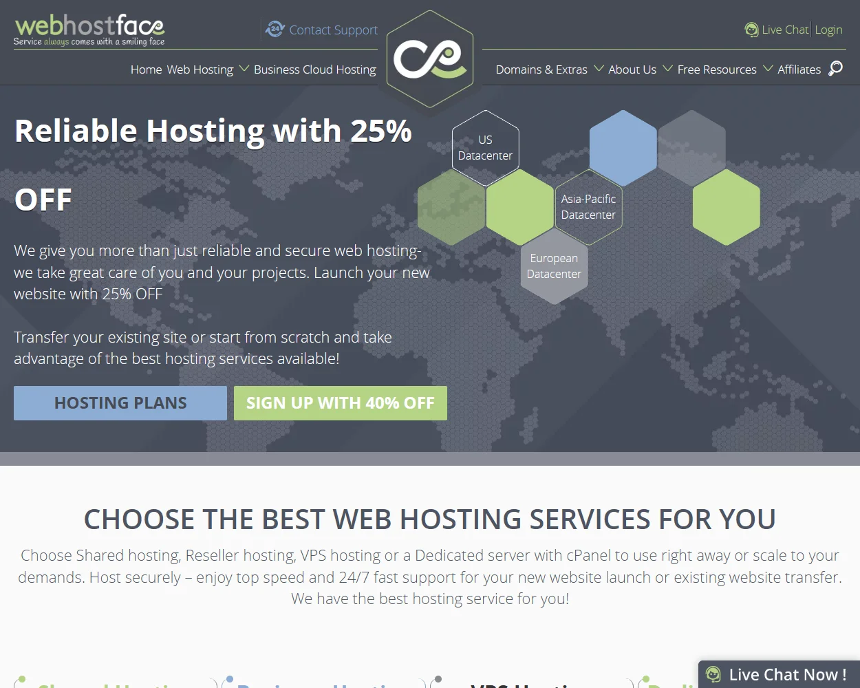 WebHostFace features