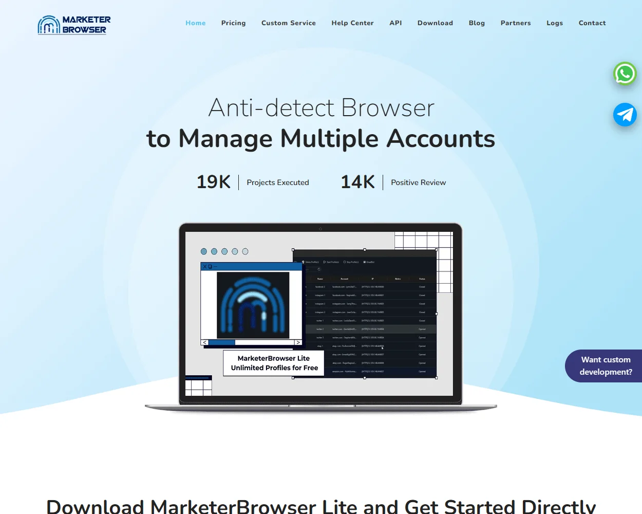 MarketerBrowser.com features