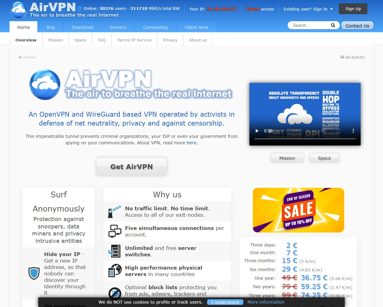 AirVPN features
