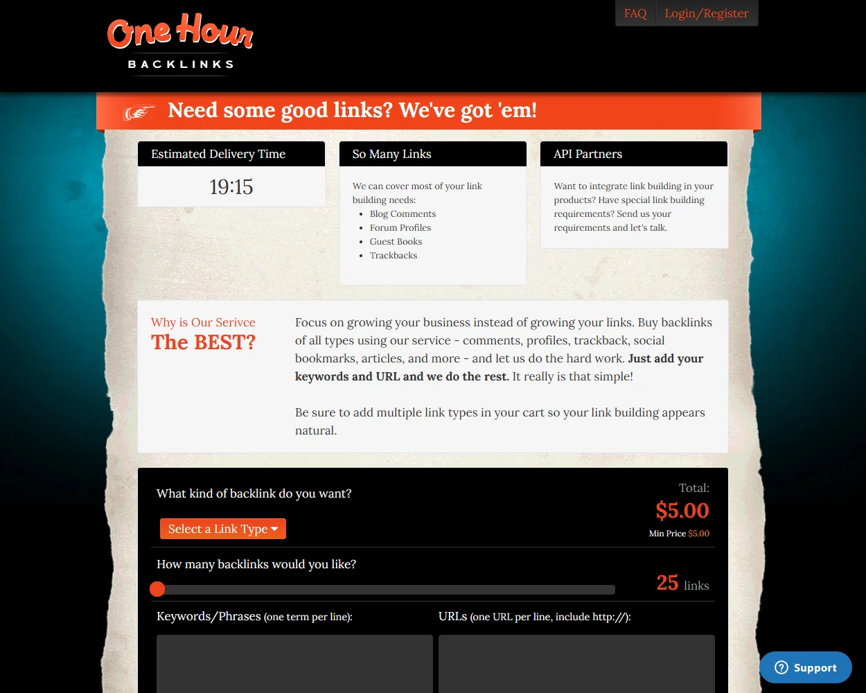 One Hour Backlinks features