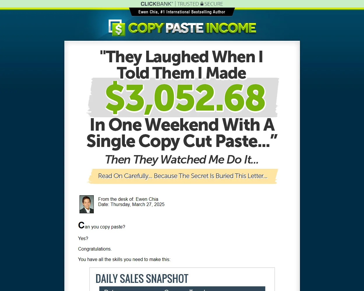 Copy Paste Income features