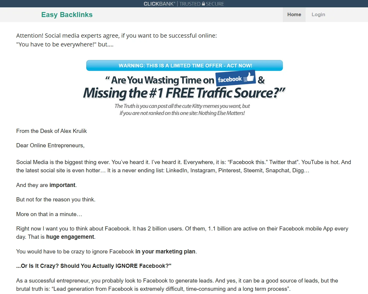 EasyBacklinks.com features