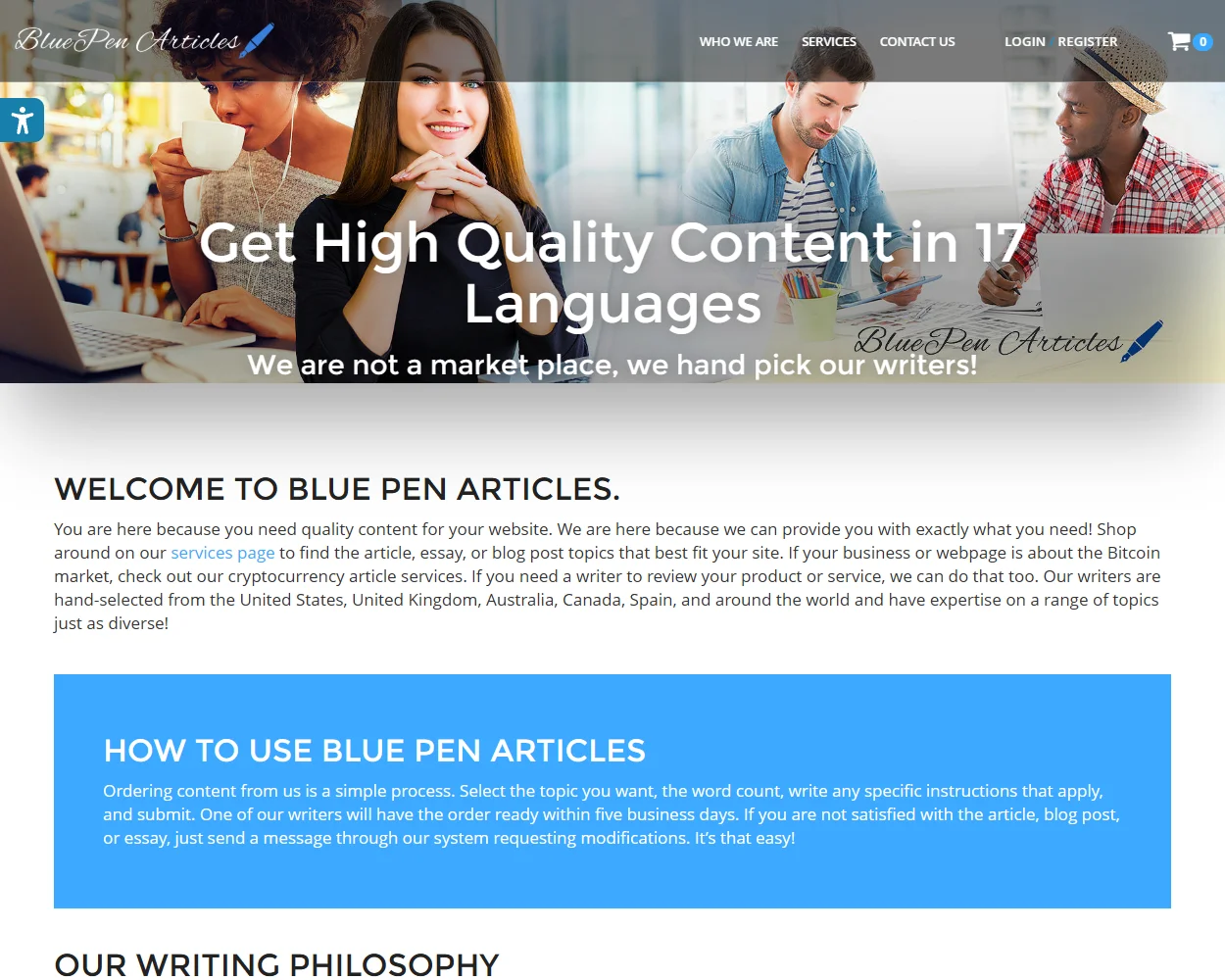 Blue Pen Articles features