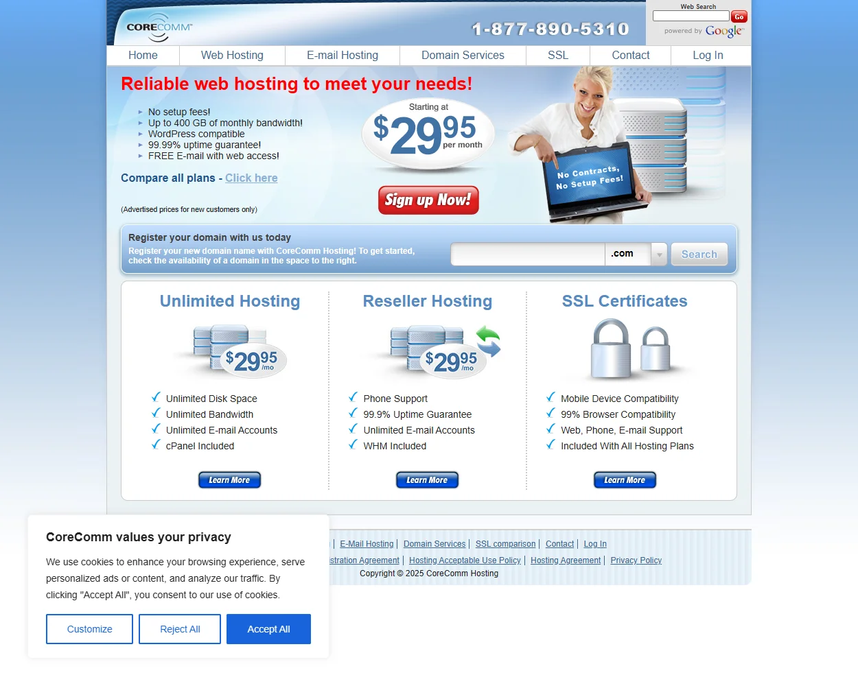 CoreComm Hosting features