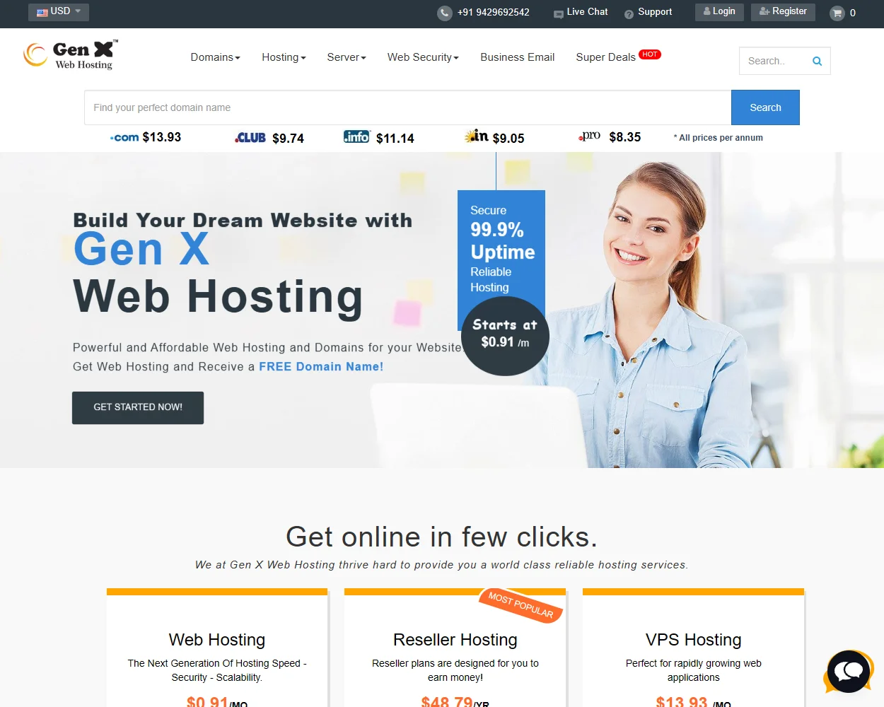 Gen X Web Hosting features