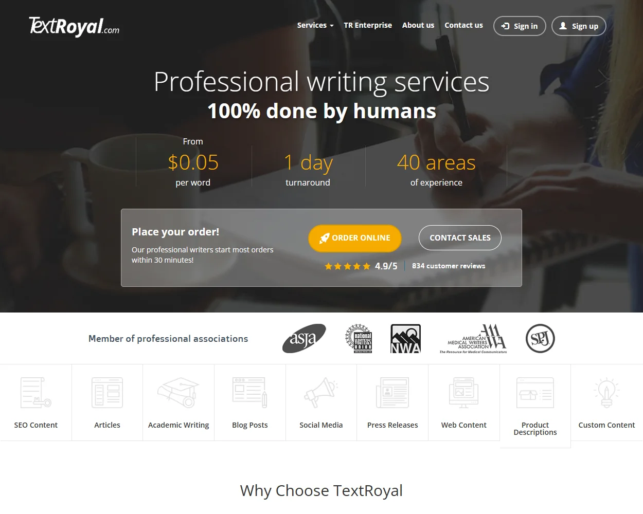 TextRoyal.com features