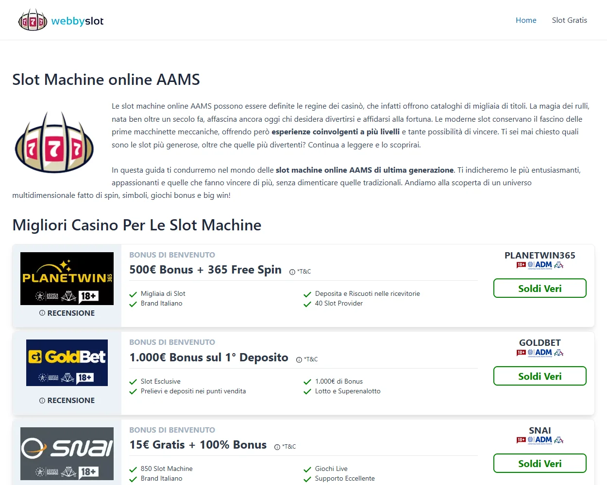 WebbySlot Casino features