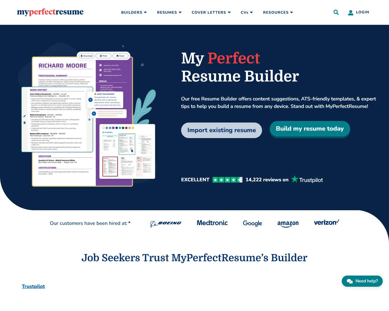 My Perfect Resume features