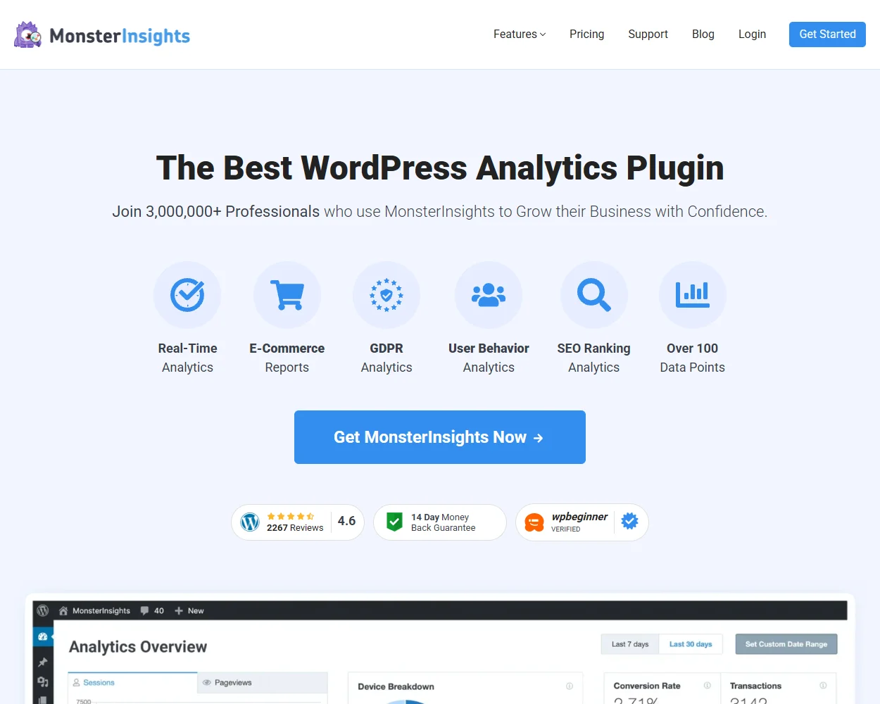 MonsterInsights features