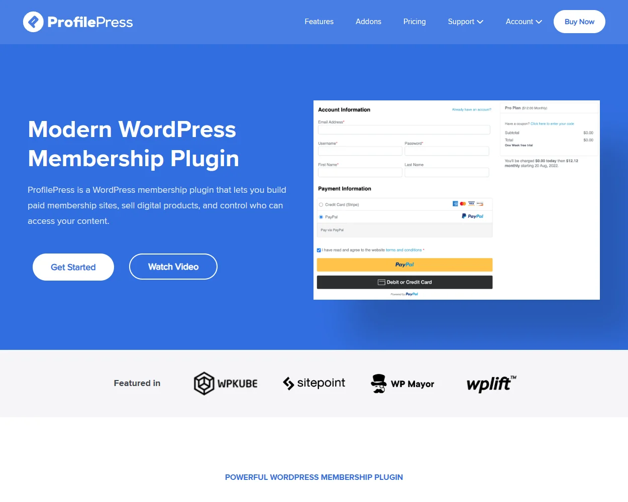 ProfilePress features