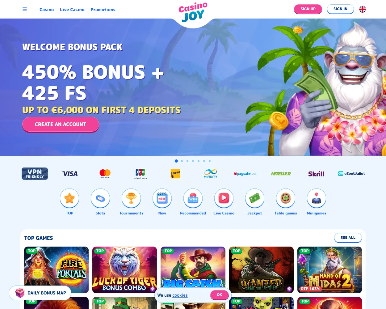 Casino Joy features