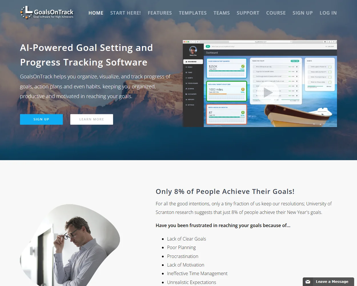 Goals On Track features