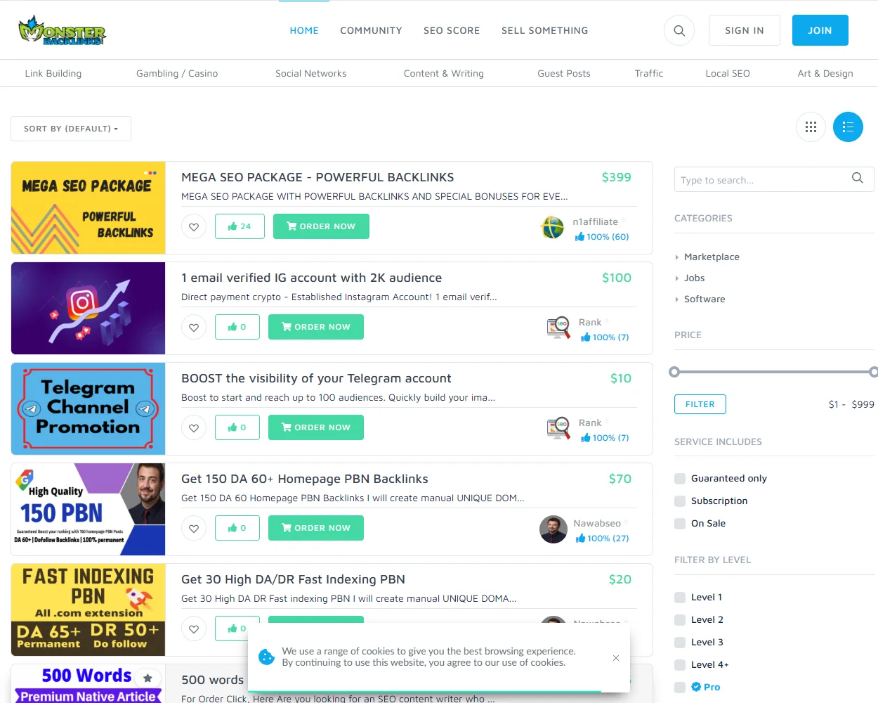 Monster Backlinks features