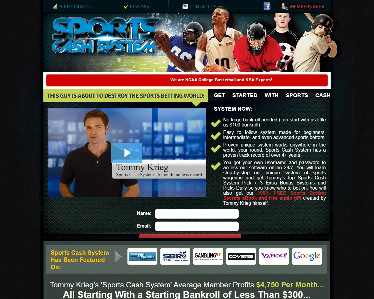 Sports Cash System features